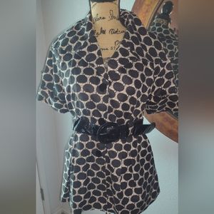 Forever 21 black/tan polka dot belted jacket S